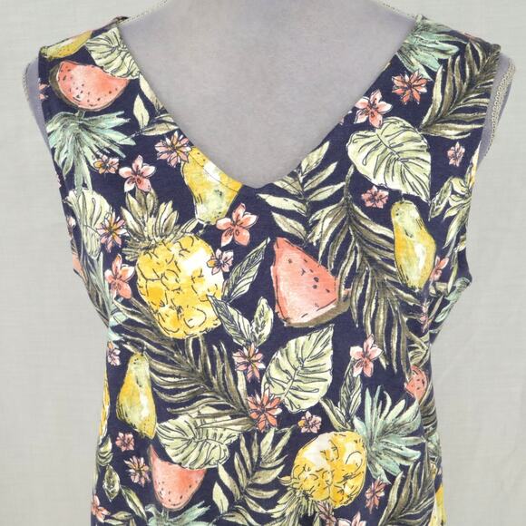 J Jill Dress Womens Small Green Pink Floral Stretch Knit Flounced Hem Pullover - Picture 7 of 13